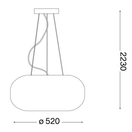 Ideal Lux - Hanglamp aan een koord ULISSE 3xE27/60W/230V diameter 52 cm wit
