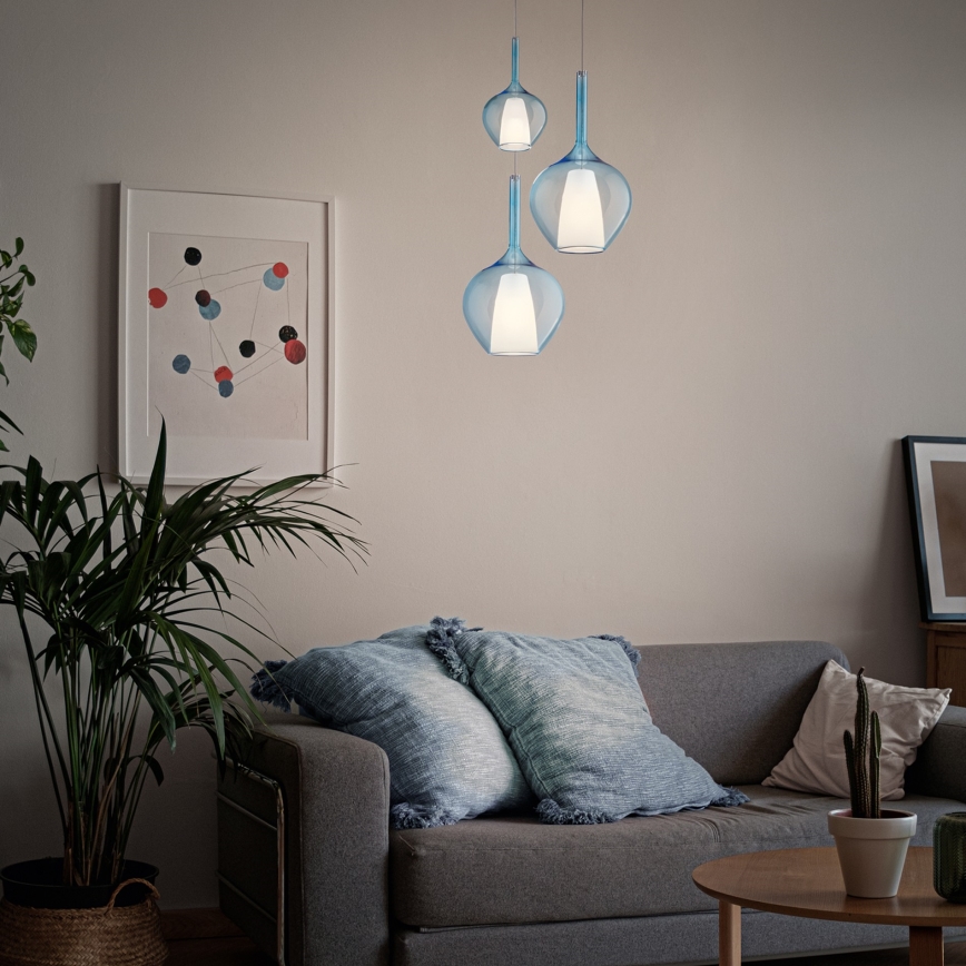 Ideal Lux - Hanglamp aan kabel KALIQUE 1xE27/42W/230V Ø 18 cm rookblauw