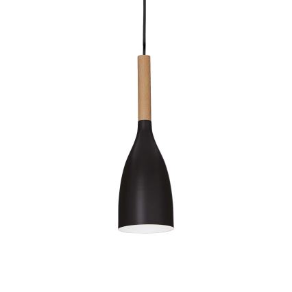 Ideal Lux - Hanglamp aan kabel MANHATTAN 1xE14/40W/230V Ø 11 cm zwart/beuk