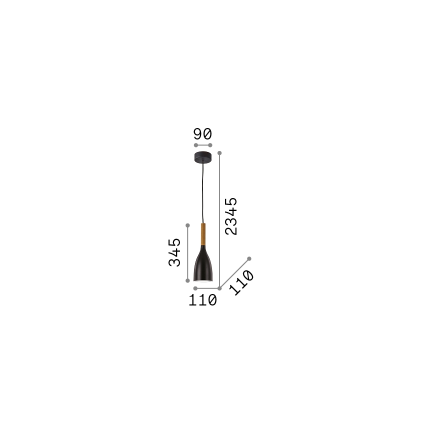 Ideal Lux - Hanglamp aan kabel MANHATTAN 1xE14/40W/230V Ø 11 cm zwart/beuk
