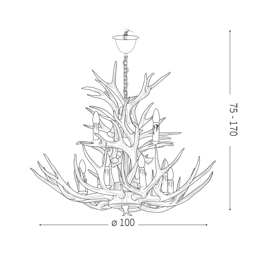 Ideal Lux - Hanglamp aan ketting CHALET 12xE14/40W/230V gewei