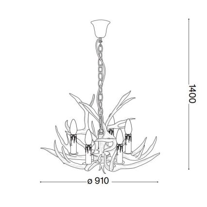 Ideal Lux - Hanglamp aan ketting CHALET 8xE14/40W/230V gewei