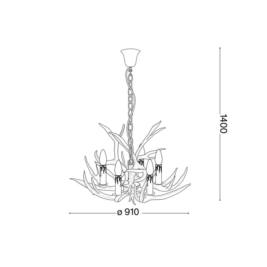 Ideal Lux - Hanglamp aan ketting CHALET 8xE14/40W/230V gewei
