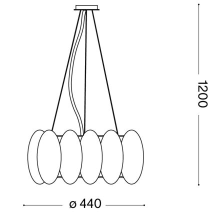 Ideal Lux - Hanglamp OVALINO met kabel 5xE27/60W/230V Ø 44 cm wit