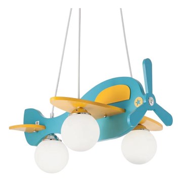 Ideal Lux - Kinderhanglamp aan kabel AVION 3xE14/28W/230V blauw