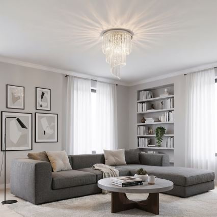 Ideal Lux - Kristallen hangende kroonluchter CARLTON 12xE14/40W/230V diameter 50 cm glanzend chroom