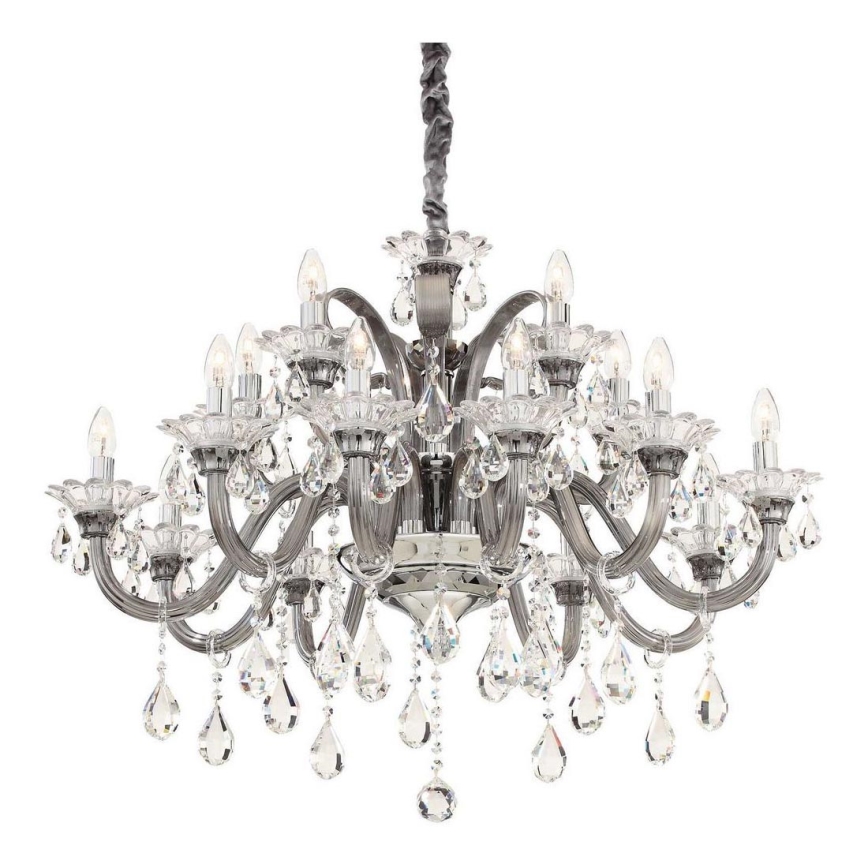 Ideal Lux - Kristallen hanglamp aan een ketting COLOSSAL 15xE14/40W/230V diameter 95 cm grijs/glanzend chroom