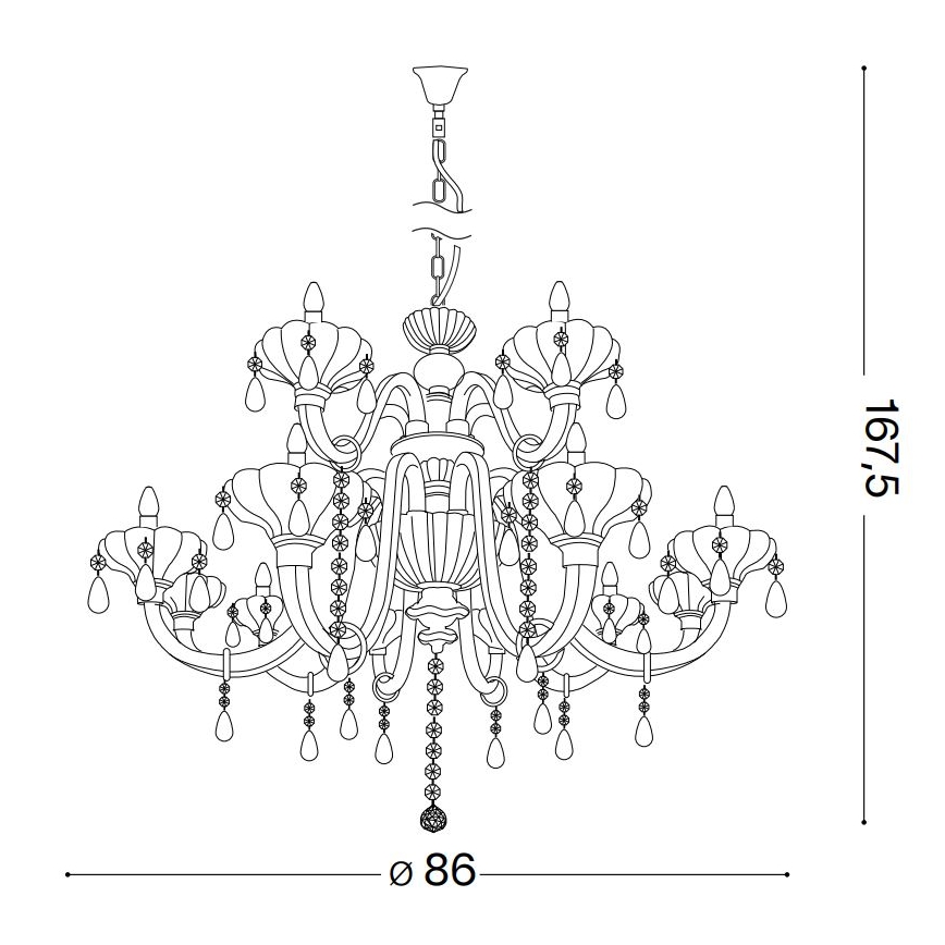 Ideal Lux - Kristallen hanglamp aan een ketting CONTINENTAL 12xE14/40W/230V diameter 86 cm doorzichtig