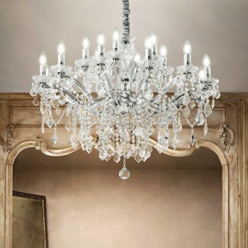 Ideal Lux - Kristallen hanglamp aan een ketting FLORIAN 18xE14/40W/230V diameter 86 cm doorzichtig