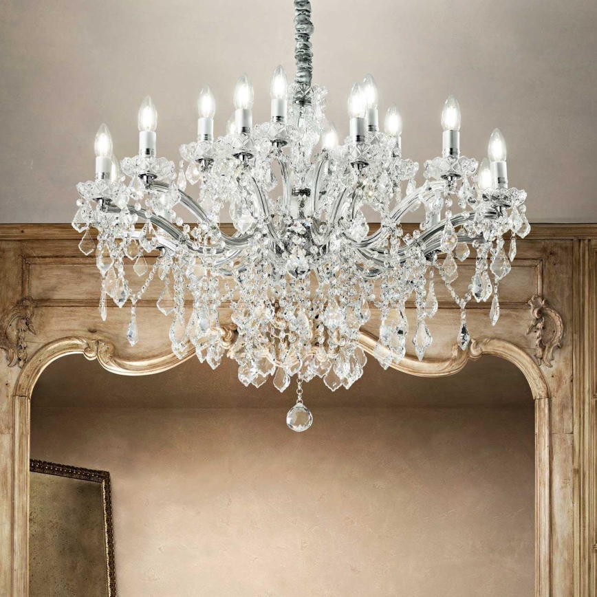 Ideal Lux - Kristallen hanglamp aan een ketting FLORIAN 18xE14/40W/230V diameter 86 cm doorzichtig