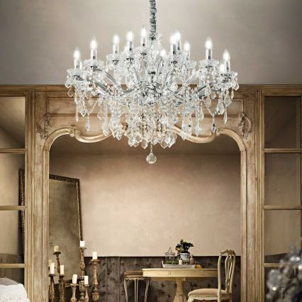 Ideal Lux - Kristallen hanglamp aan een ketting FLORIAN 18xE14/40W/230V diameter 86 cm doorzichtig