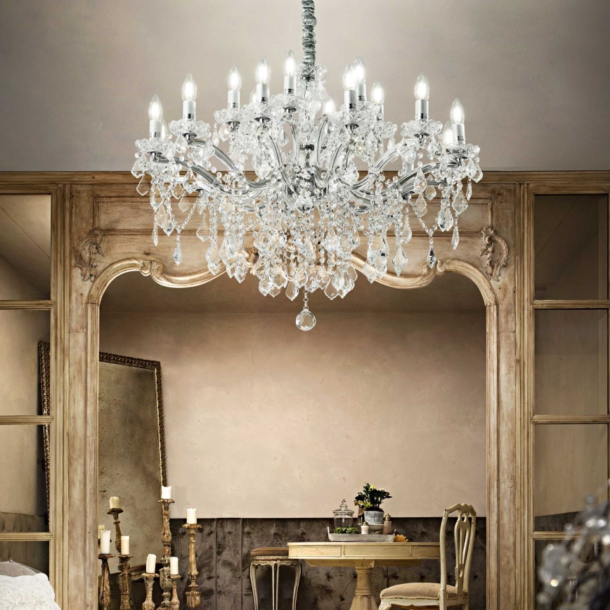 Ideal Lux - Kristallen hanglamp aan een ketting FLORIAN 18xE14/40W/230V diameter 86 cm doorzichtig