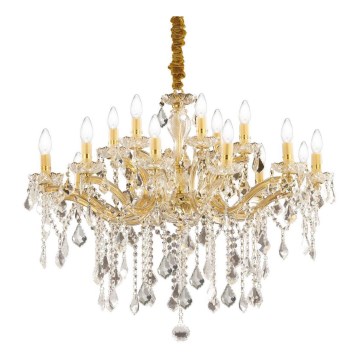 Ideal Lux - Kristallen hanglamp aan een ketting FLORIAN 18xE14/40W/230V diameter 86 cm goud