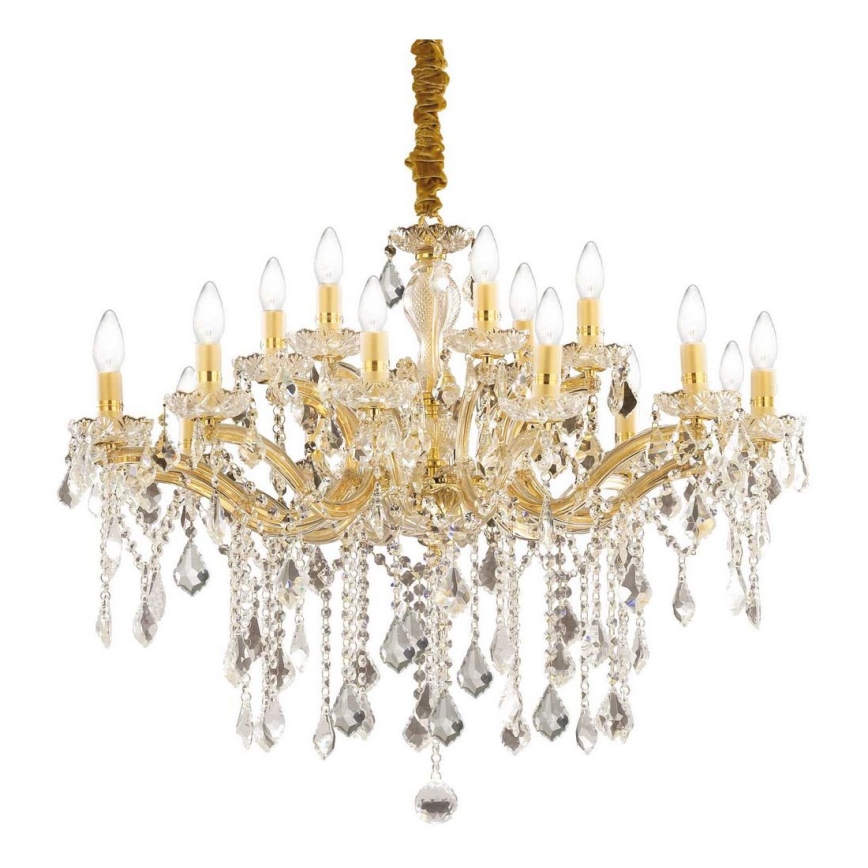 Ideal Lux - Kristallen hanglamp aan een ketting FLORIAN 18xE14/40W/230V diameter 86 cm goud