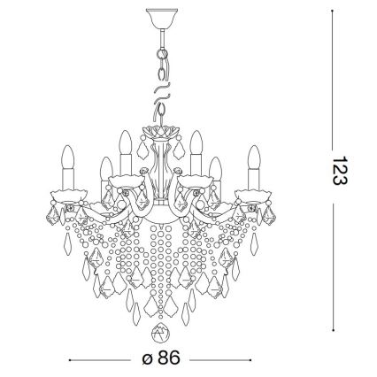 Ideal Lux - Kristallen hanglamp aan een ketting FLORIAN 18xE14/40W/230V diameter 86 cm goud