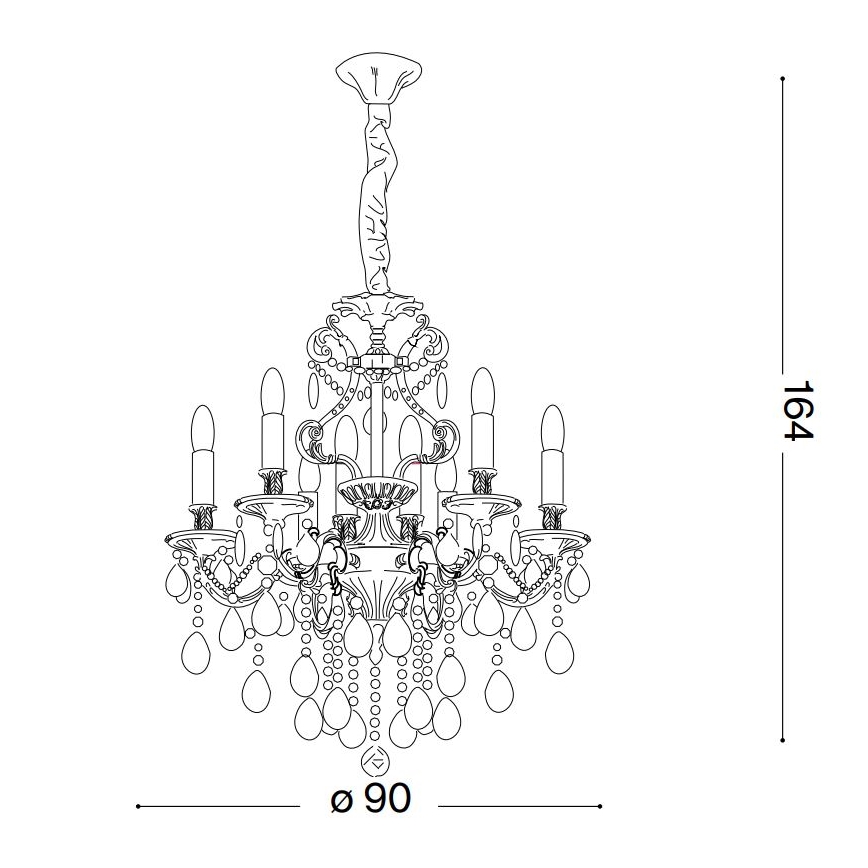 Ideal Lux - Kristallen hanglamp aan een ketting GIOCONDA 12xE14/40W/230V diameter 90 cm zilver