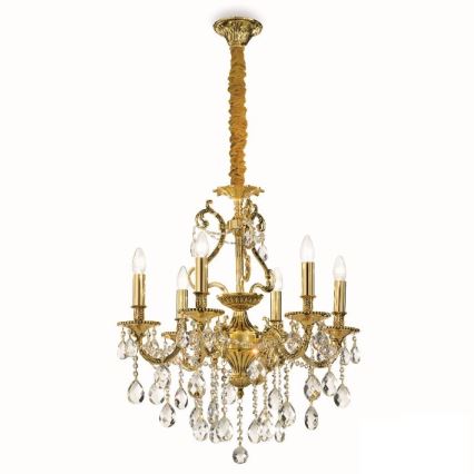 Ideal Lux - Kristallen hanglamp aan een ketting GIOCONDA 6xE14/40W/230V diameter 62 cm goud