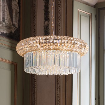 Ideal Lux - Kristallen hanglamp aan een ketting NABUCCO 12xE14/40W/230V diameter 60 cm goud