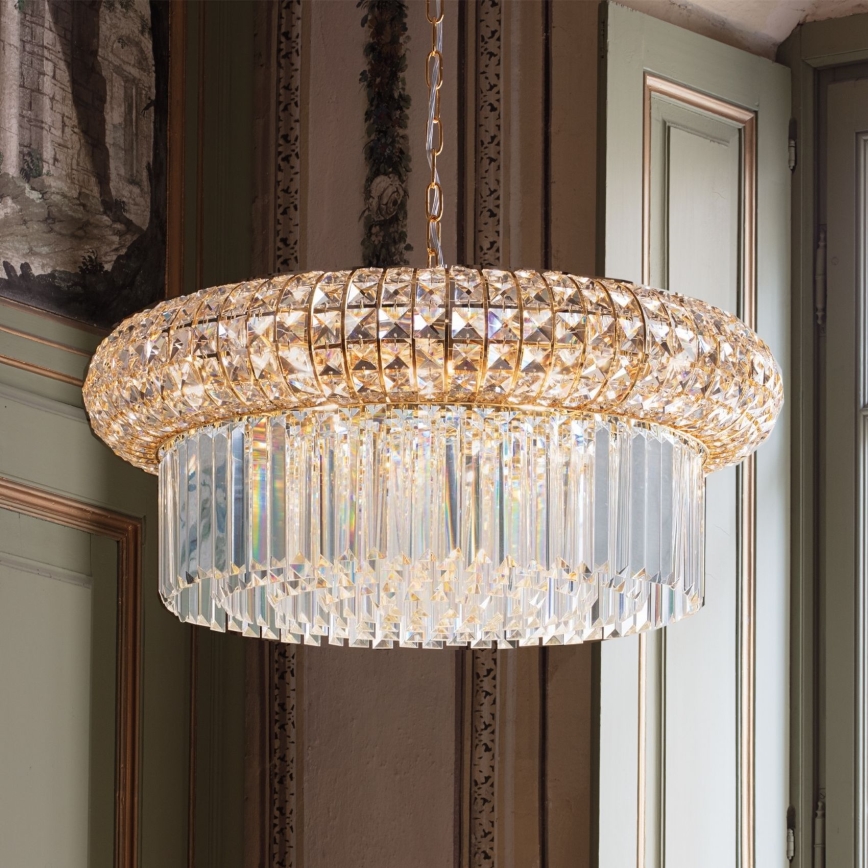 Ideal Lux - Kristallen hanglamp aan een ketting NABUCCO 16xE14/40W/230V diameter 70 cm goud