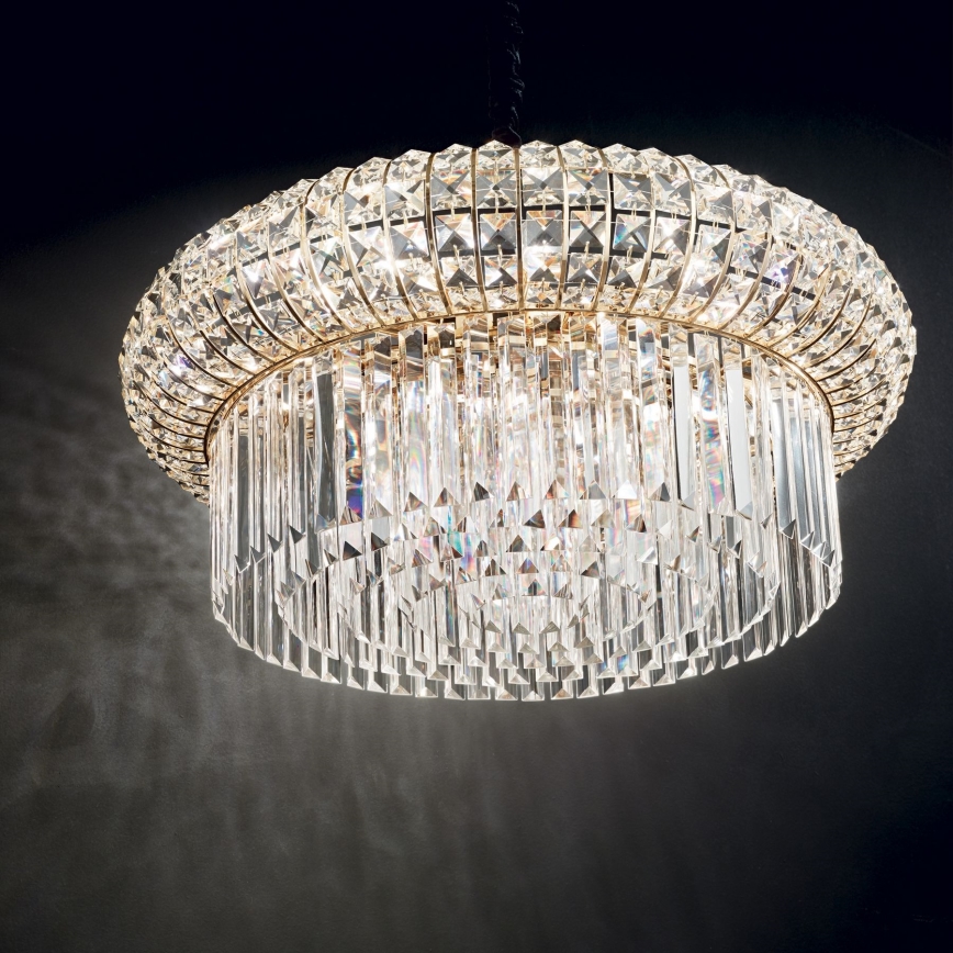 Ideal Lux - Kristallen hanglamp aan een ketting NABUCCO 16xE14/40W/230V diameter 70 cm goud