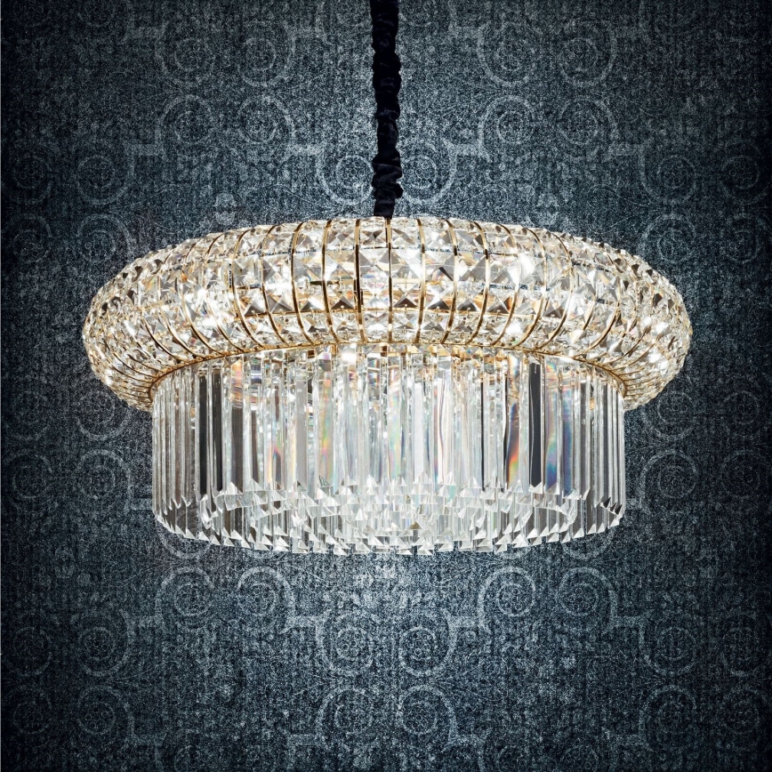 Ideal Lux - Kristallen hanglamp aan een ketting NABUCCO 16xE14/40W/230V diameter 70 cm goud