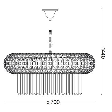 Ideal Lux - Kristallen hanglamp aan een ketting NABUCCO 16xE14/40W/230V diameter 70 cm goud