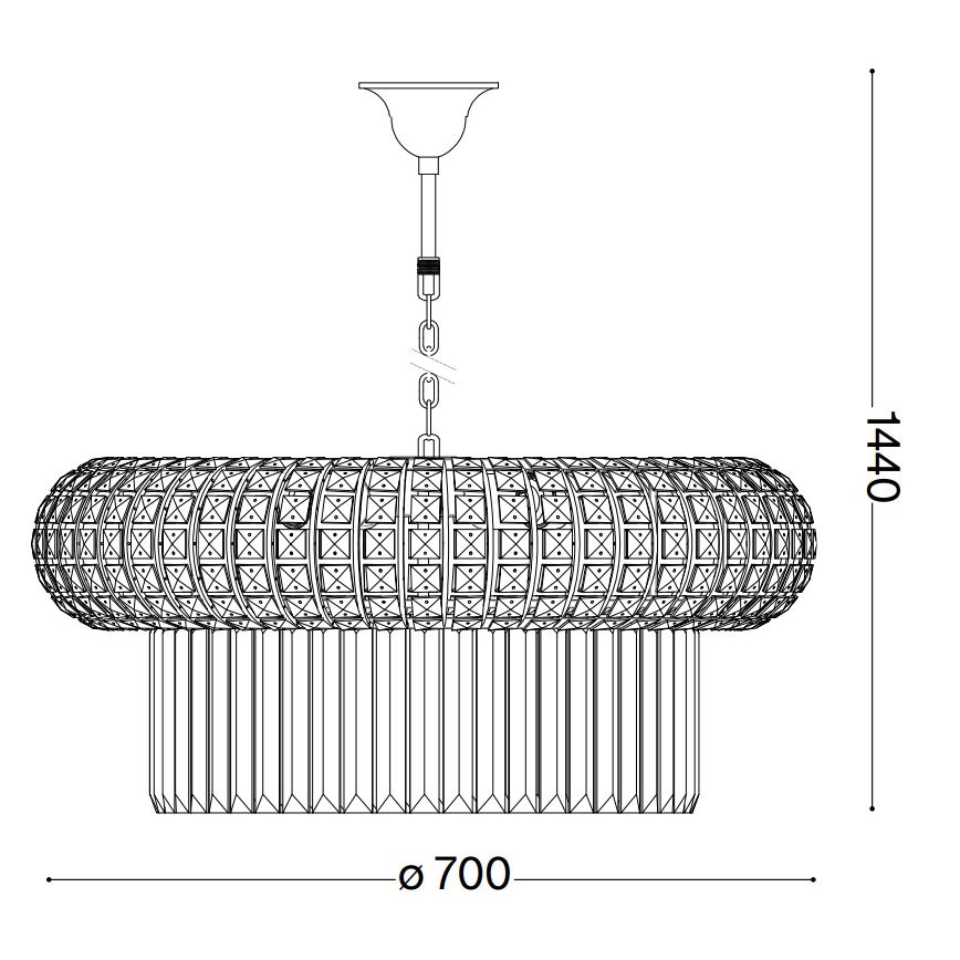 Ideal Lux - Kristallen hanglamp aan een ketting NABUCCO 16xE14/40W/230V diameter 70 cm goud