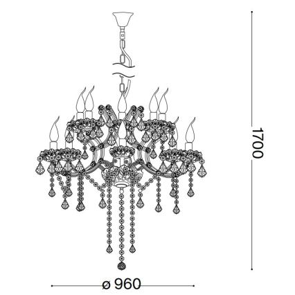 Ideal Lux - Kristallen hanglamp aan een ketting NAPOLEON 18xE14/40W/230V diameter 96 cm glanzend chroom