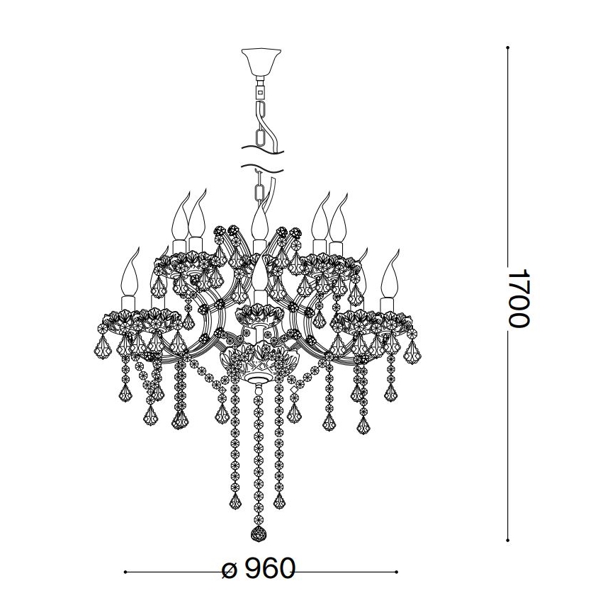 Ideal Lux - Kristallen hanglamp aan een ketting NAPOLEON 18xE14/40W/230V diameter 96 cm glanzend chroom