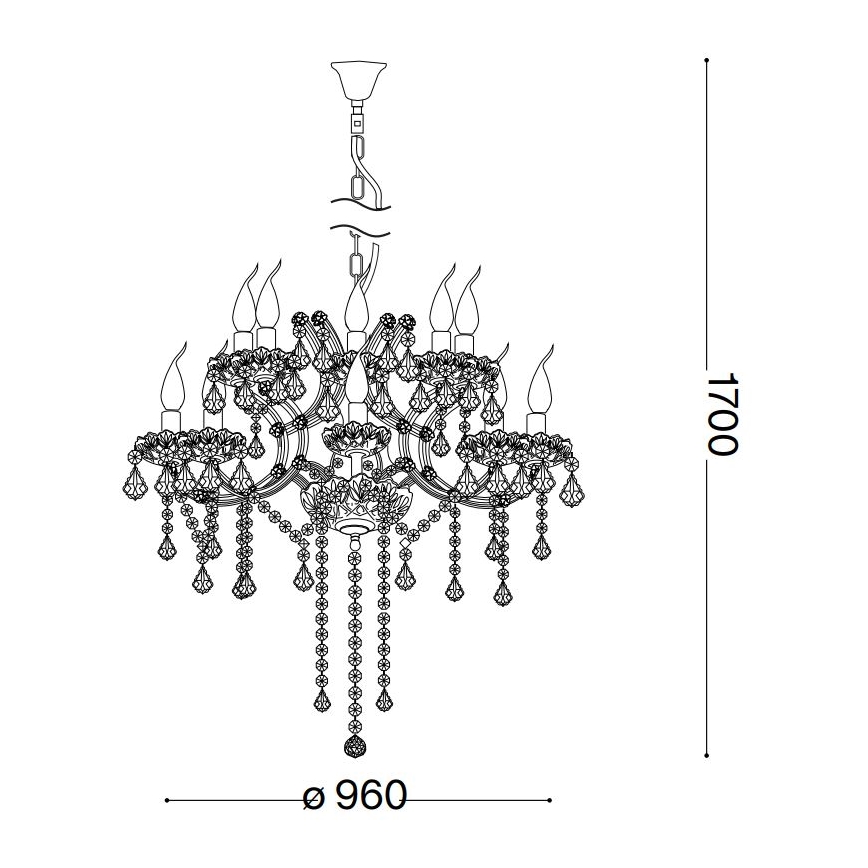Ideal Lux - Kristallen hanglamp aan een ketting NAPOLEON 18xE14/40W/230V diameter 96 cm goud