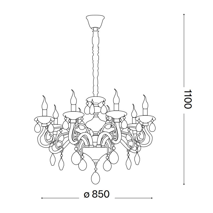 Ideal Lux - Kristallen hanglamp aan een ketting NEGRESCO 10xE14/28W/230V diameter 85 cm doorzichtig