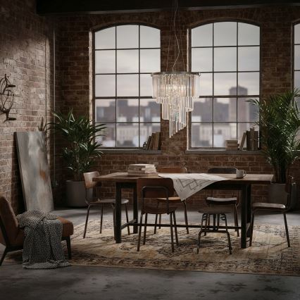 Ideal Lux - Kristallen hanglamp aan een koord CARLTON 12xE14/40W/230V diameter 50 cm glanzend chroom