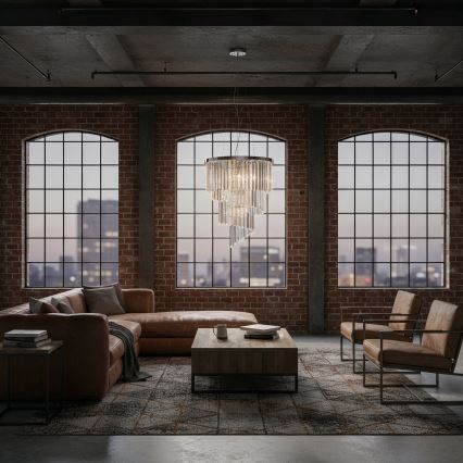 Ideal Lux - Kristallen hanglamp aan een koord CARLTON 12xE14/40W/230V diameter 50 cm glanzend chroom