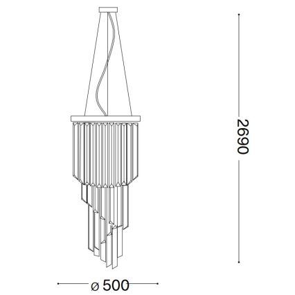 Ideal Lux - Kristallen hanglamp aan een koord CARLTON 12xE14/40W/230V diameter 50 cm glanzend chroom