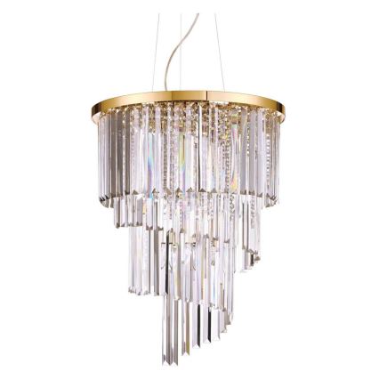 Ideal Lux - Kristallen hanglamp aan een koord CARLTON 12xE14/40W/230V diameter 50 cm goud