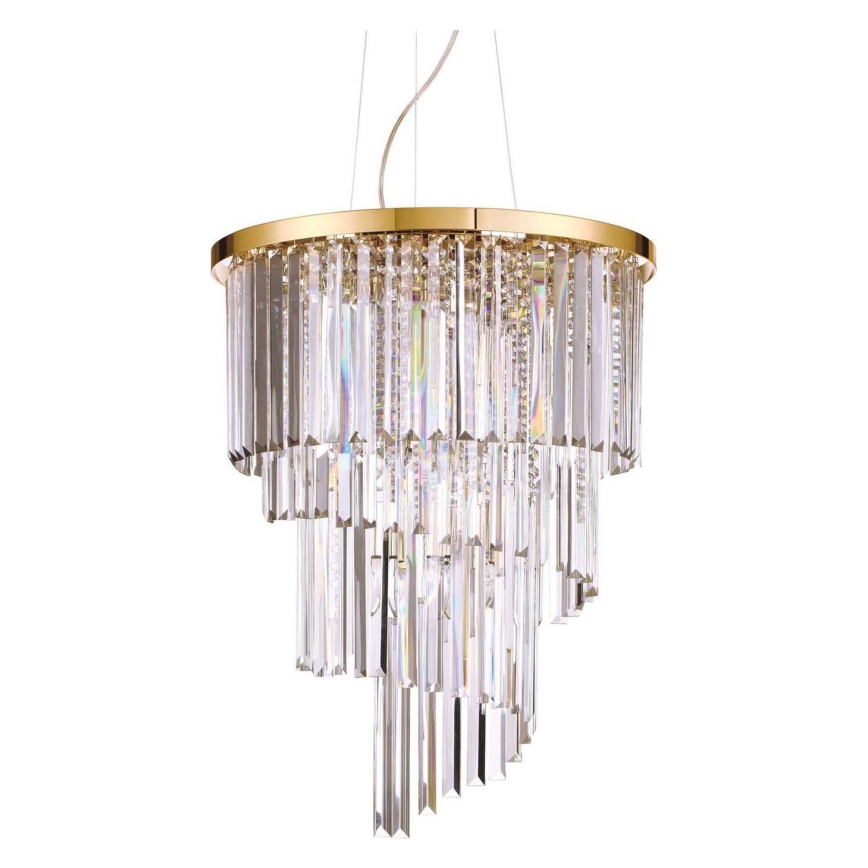 Ideal Lux - Kristallen hanglamp aan een koord CARLTON 12xE14/40W/230V diameter 50 cm goud
