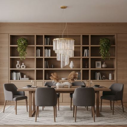 Ideal Lux - Kristallen hanglamp aan een koord CARLTON 12xE14/40W/230V diameter 50 cm goud