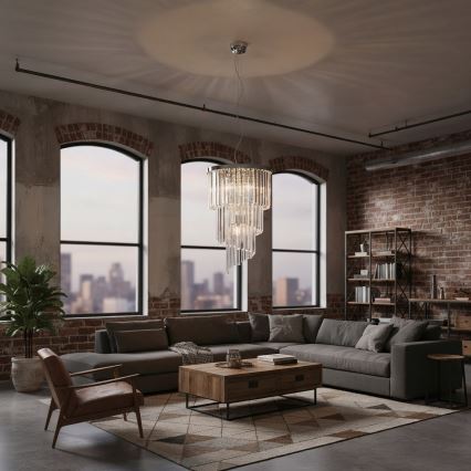 Ideal Lux - Kristallen hanglamp aan een koord CARLTON 8xE14/40W/230V diameter 40 cm glanzend chroom