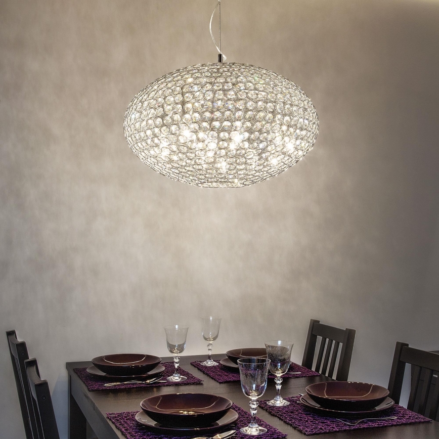 Ideal Lux - Kristallen hanglamp aan een koord ORION 12xE14/40W/230V diameter 60 cm zilver