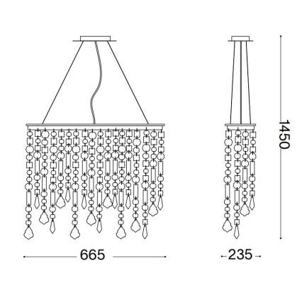 Ideal Lux - Kristallen hanglamp aan een koord RAIN 5xE14/40W/230V doorzichtig