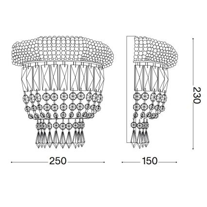 Ideal Lux - Kristallen wandlamp DUBAI 2xE14/28W/230V glanzend chroom