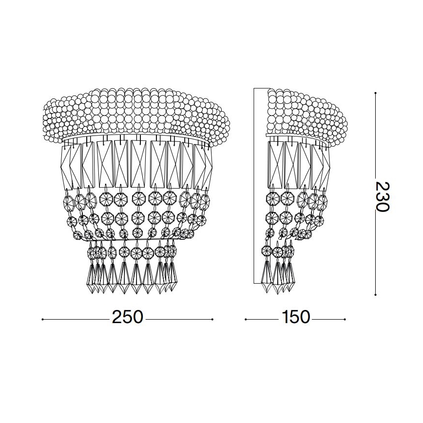 Ideal Lux - Kristallen wandlamp DUBAI 2xE14/28W/230V glanzend chroom