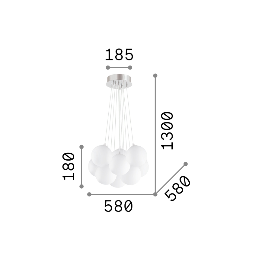 Ideal Lux - Kroonluchter aan kabel MAPA 11xE14/40W/230V diam. 58 cm wit