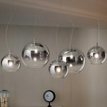 Ideal Lux - Kroonluchter aan kabel NEMO PLUS 5xE27/42W/230V glanzend chroom/rookgrijs