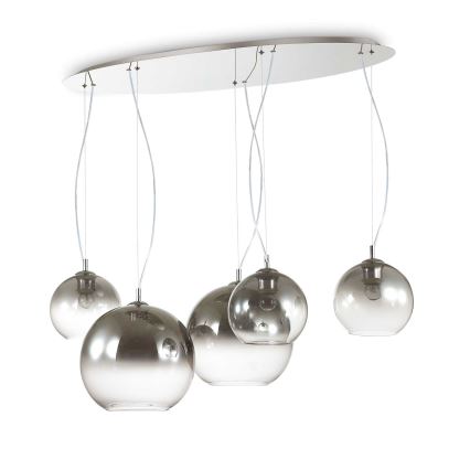 Ideal Lux - Kroonluchter aan kabel NEMO PLUS 5xE27/42W/230V glanzend chroom/rookgrijs