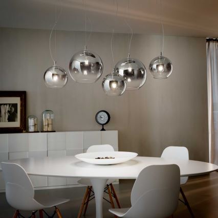 Ideal Lux - Kroonluchter aan kabel NEMO PLUS 5xE27/42W/230V glanzend chroom/rookgrijs