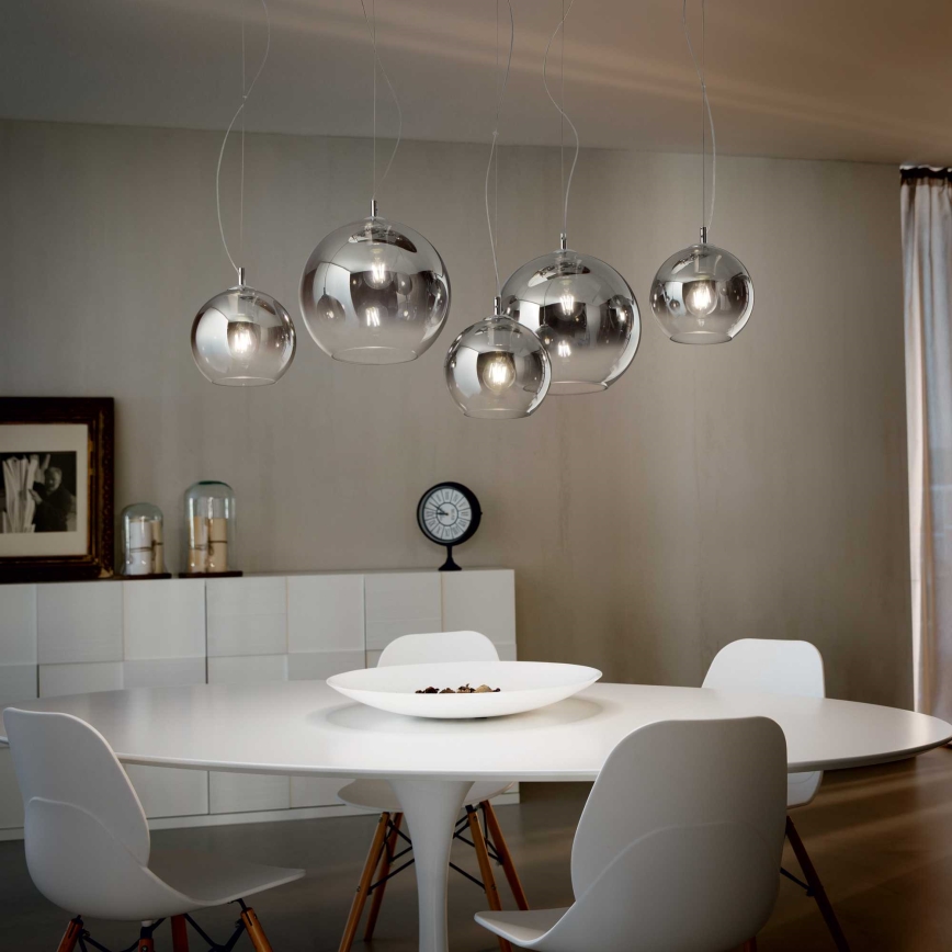 Ideal Lux - Kroonluchter aan kabel NEMO PLUS 5xE27/42W/230V glanzend chroom/rookgrijs