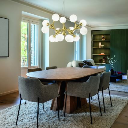 Ideal Lux - Kroonluchter aan kabel NODI, 15x E14/28W/230V, Ø 105 cm, messing/wit