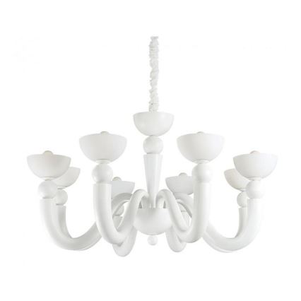 Ideal Lux - Kroonluchter aan ketting BON BON 8xE14/28W/230V Ø 95,5 cm wit