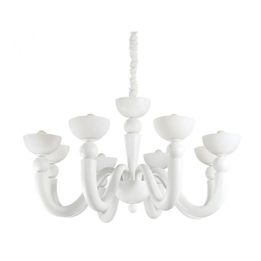Ideal Lux - Kroonluchter aan ketting BON BON 8xE14/28W/230V Ø 95,5 cm wit